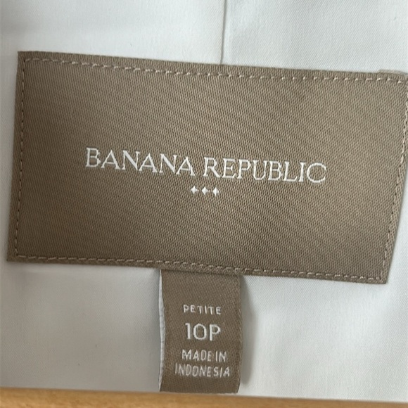 Banana Republic White Cotton Blend Blazer Size 10P - Picture 6 of 17